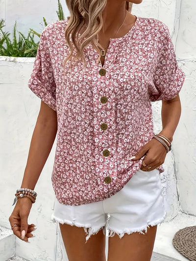 Freja |  Blomstret sommerhatt med knapper