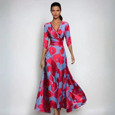 Tamara | Blomstret maxi-kjole med V-hals