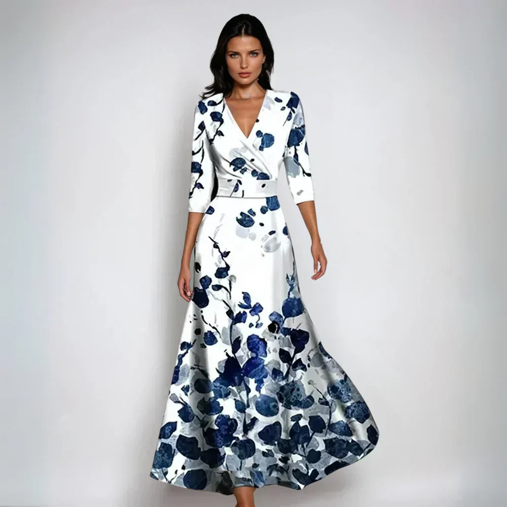 Tamara | Blomstret maxi-kjole med V-hals