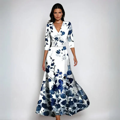 Tamara | Blomstret maxi-kjole med V-hals