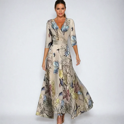 Tamara | Blomstret maxi-kjole med V-hals