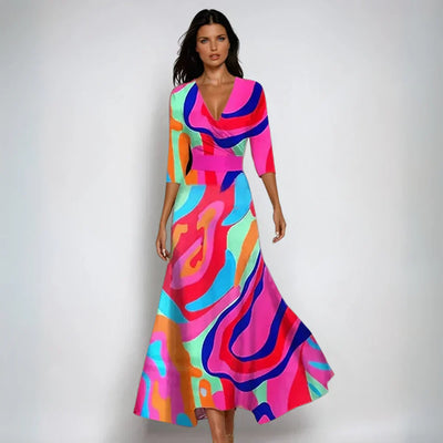 Tamara | Blomstret maxi-kjole med V-hals