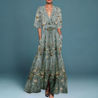 Rita | Blomstret maxi-kjole med elegant snitt