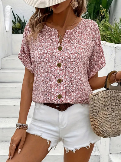 Freja |  Blomstret sommerhatt med knapper