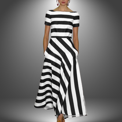 Idun | Elegant lang stripet kjole