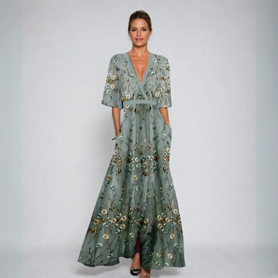 Rita | Blomstret maxi-kjole med elegant snitt