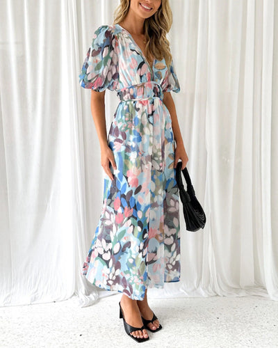 Cille | Blomstret boho maxi kjole