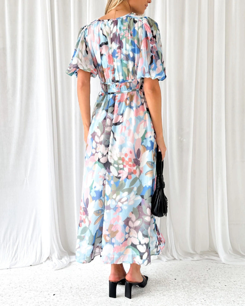 Cille | Blomstret boho maxi kjole