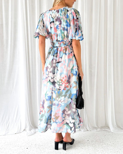 Cille | Blomstret boho maxi kjole