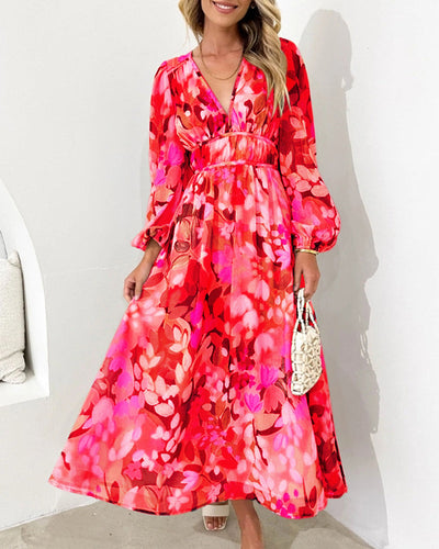 Cille | Blomstret boho maxi kjole
