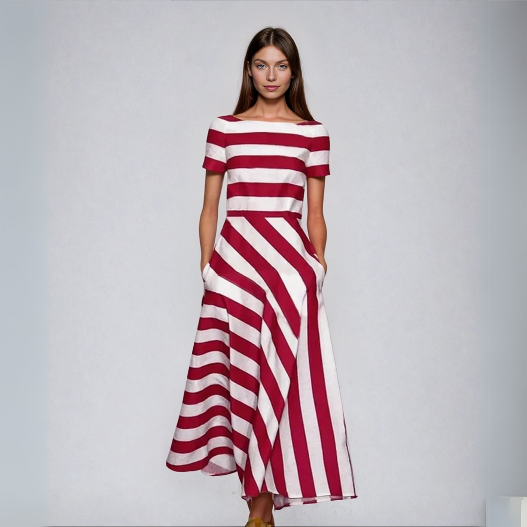Idun | Elegant lang stripet kjole