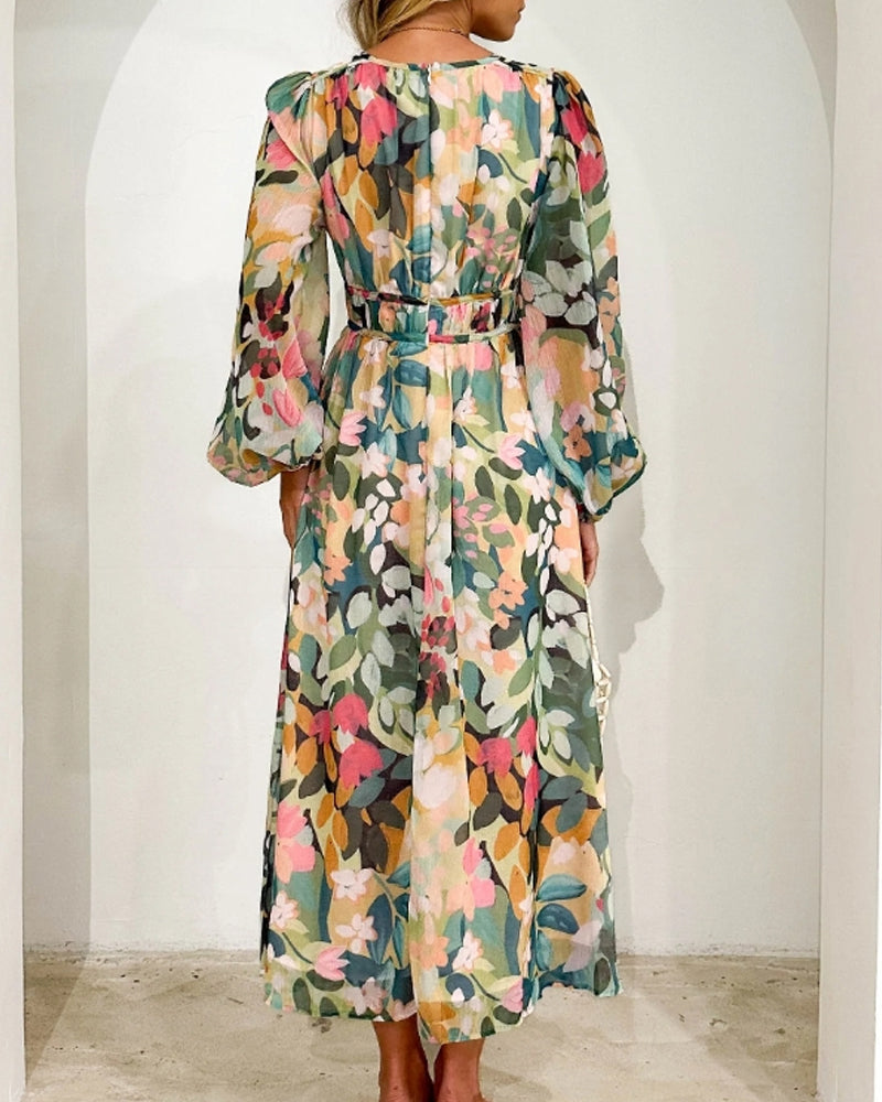 Cille | Blomstret boho maxi kjole