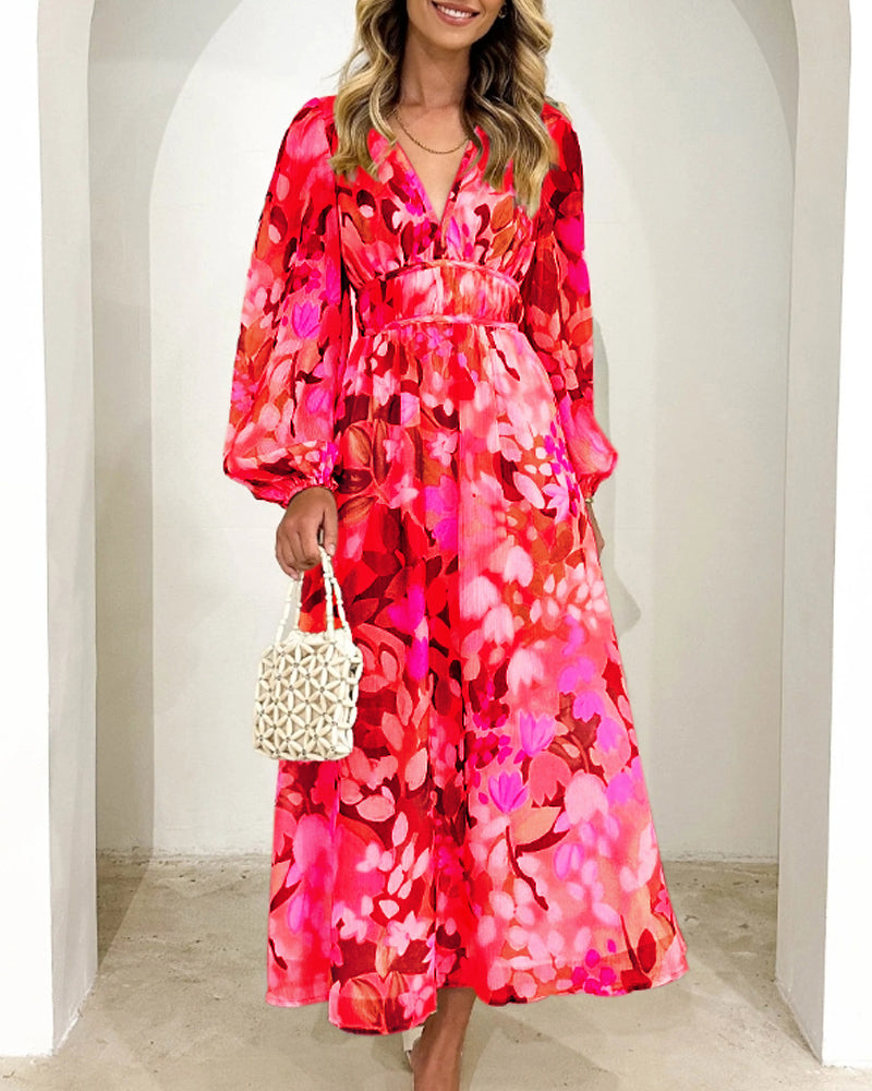 Cille | Blomstret boho maxi kjole