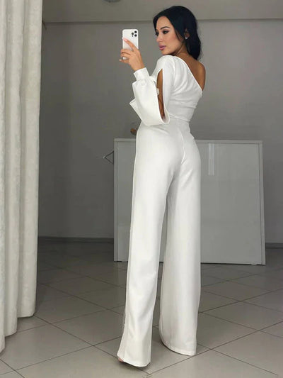 Elina | Elegant jumpsuit med asymmetrisk skulder og høy sliss