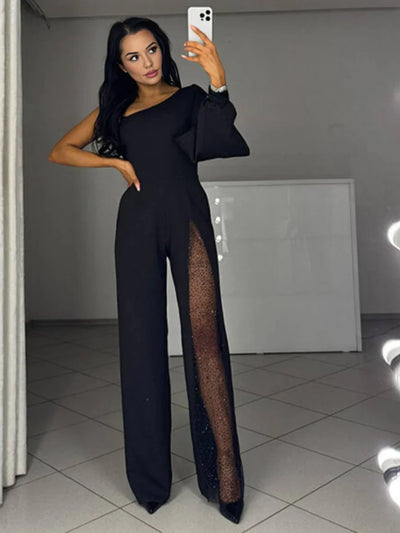 Elina | Elegant jumpsuit med asymmetrisk skulder og høy sliss