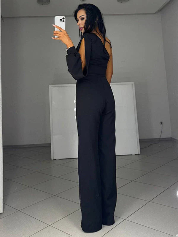 Elina | Elegant jumpsuit med asymmetrisk skulder og høy sliss