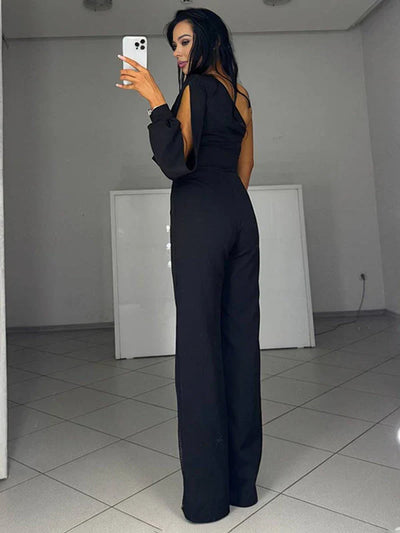 Elina | Elegant jumpsuit med asymmetrisk skulder og høy sliss