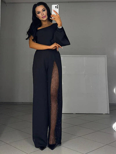 Elina | Elegant jumpsuit med asymmetrisk skulder og høy sliss