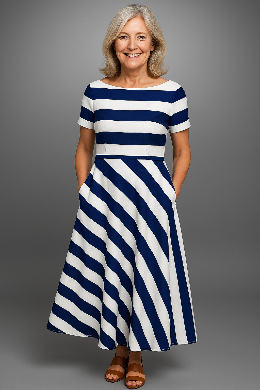 Idun | Elegant lang stripet kjole