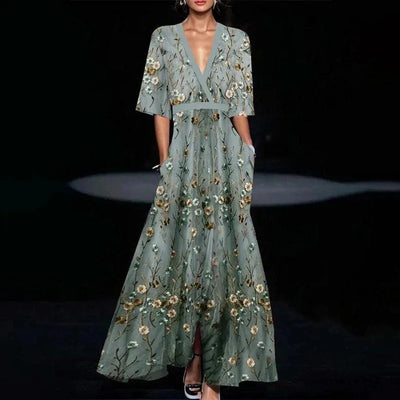 Rita | Blomstret maxi-kjole med elegant snitt