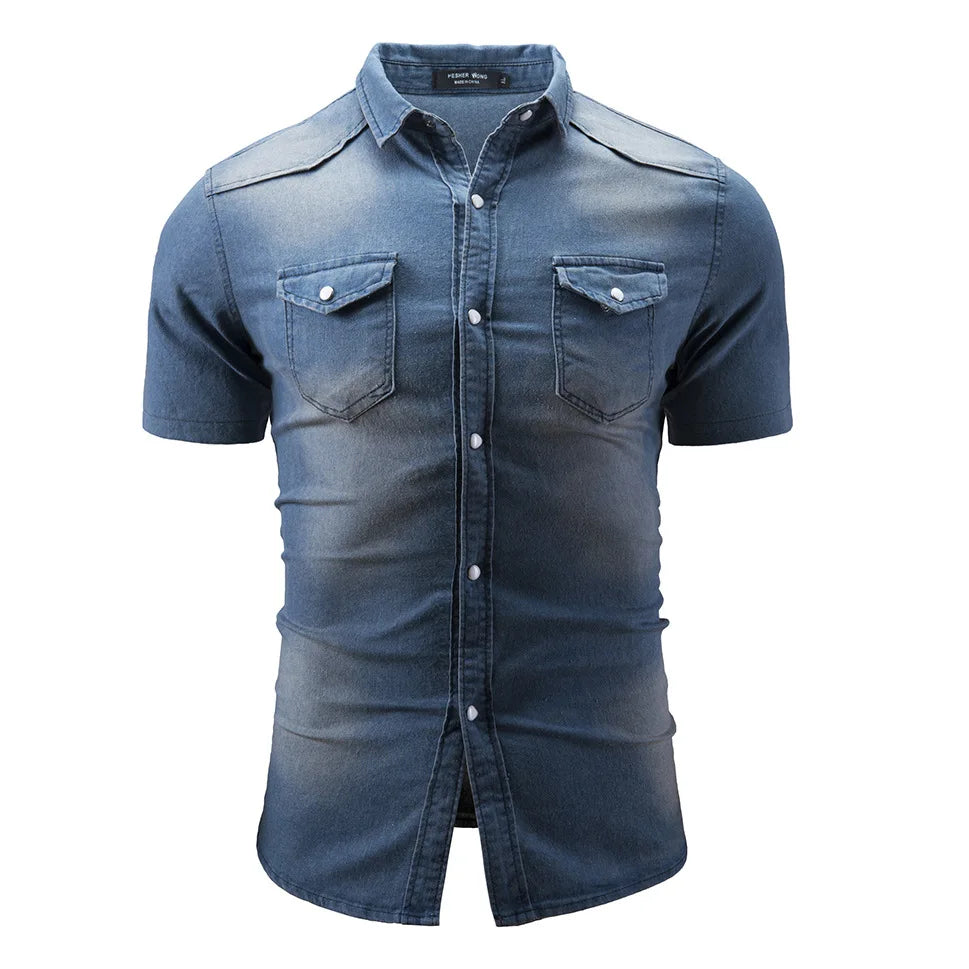 Jarl | Kortærmet denimskjorte