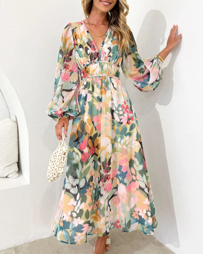 Cille | Blomstret boho maxi kjole