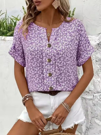Freja |  Blomstret sommerhatt med knapper