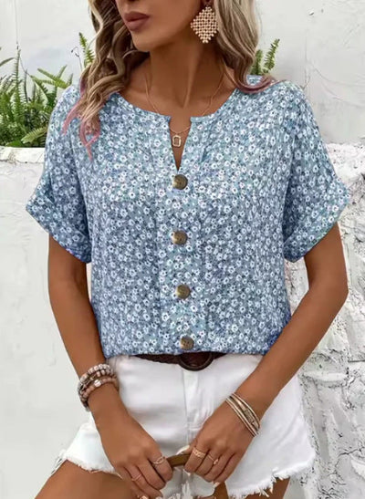 Freja |  Blomstret sommerhatt med knapper