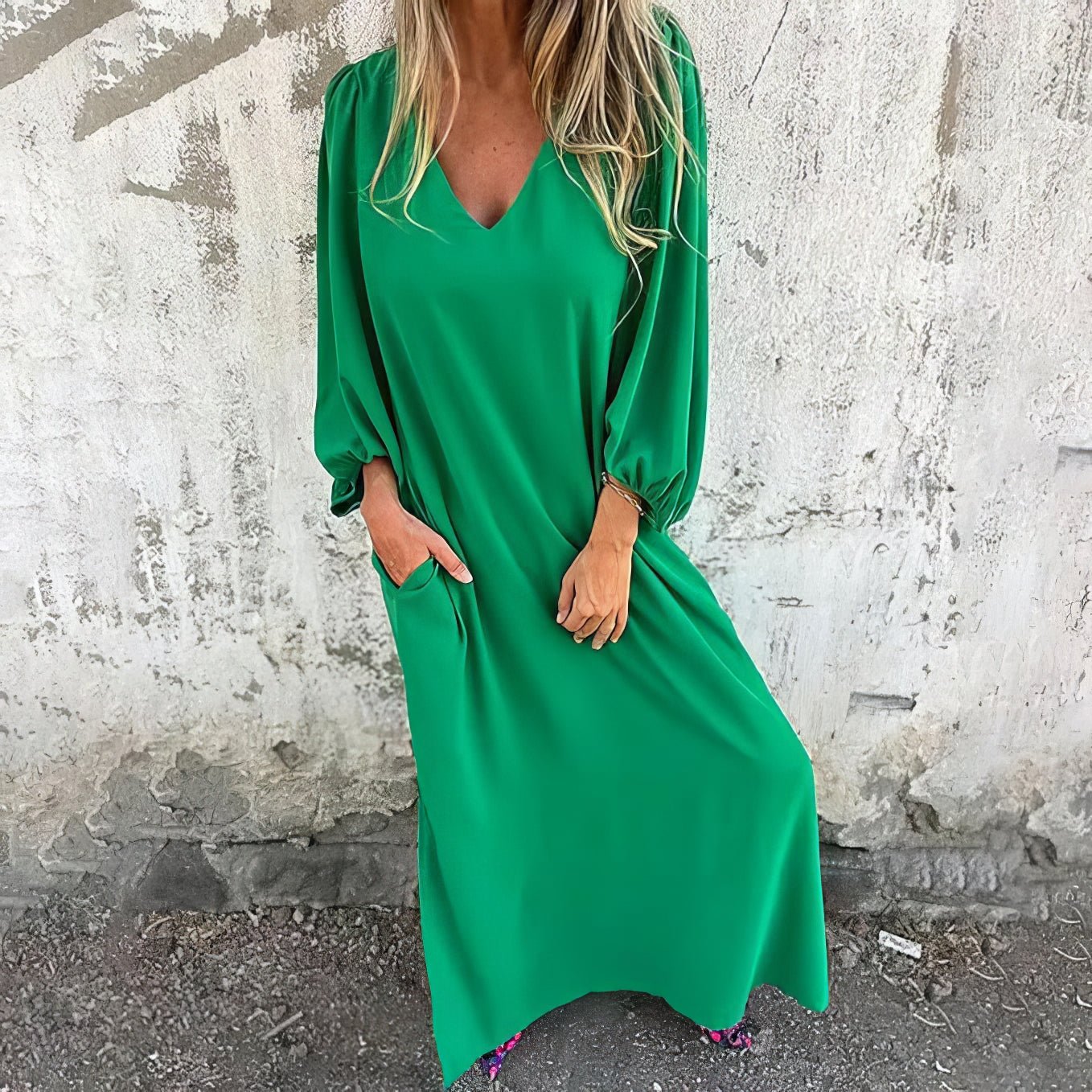 Karla |  Lang boho-kjole med lommer